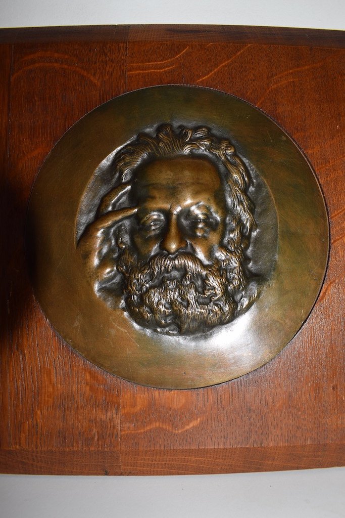 Portrait Of Victor Hugo Medallion In Framed Bronze After René Crozet Ref237-photo-6