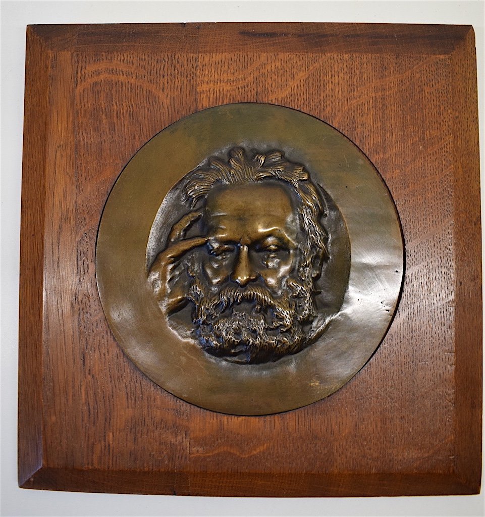 Portrait Of Victor Hugo Medallion In Framed Bronze After René Crozet Ref237