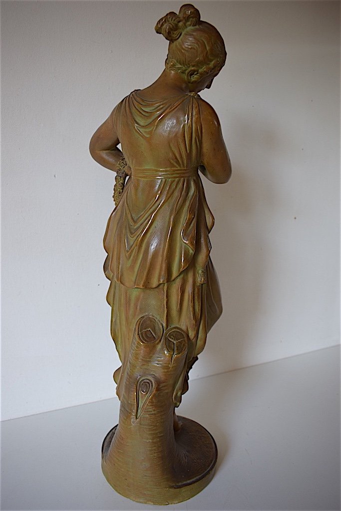 Statue Terre Cuite Polychrome Danseuse D&rsquo;apr&egrave;s Canova Sign&eacute; XIX Ref242-photo-4