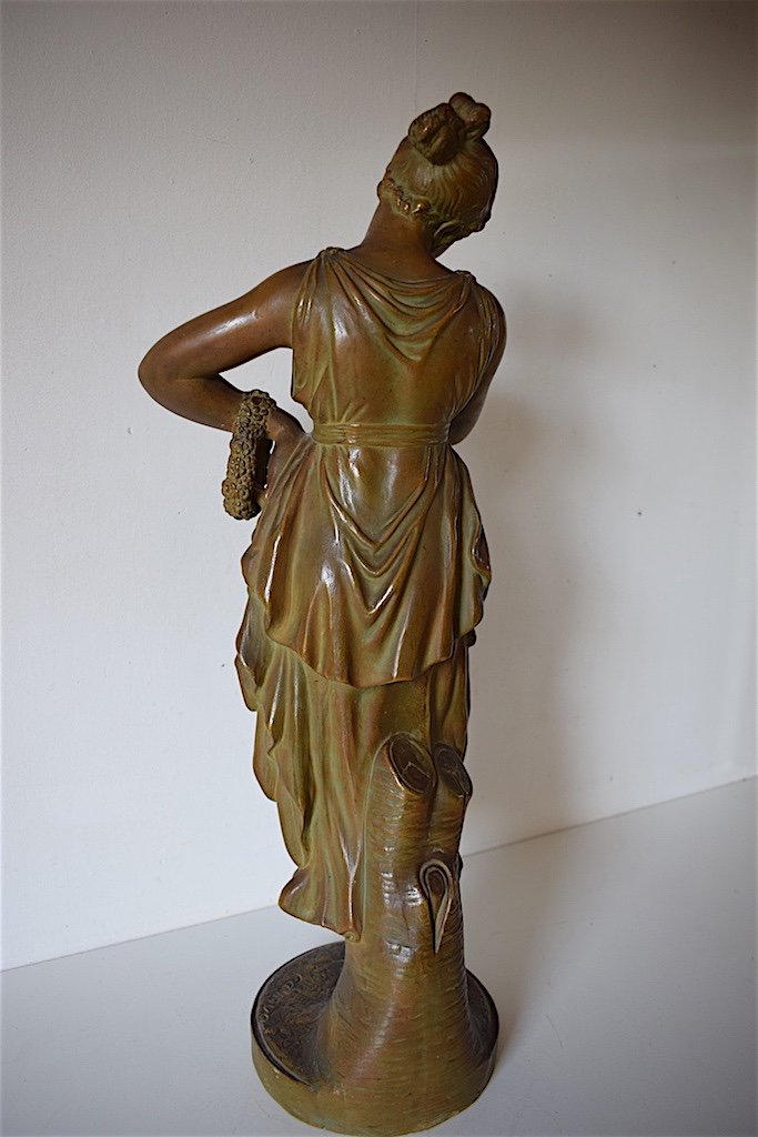 Statue Terre Cuite Polychrome Danseuse D&rsquo;apr&egrave;s Canova Sign&eacute; XIX Ref242-photo-5