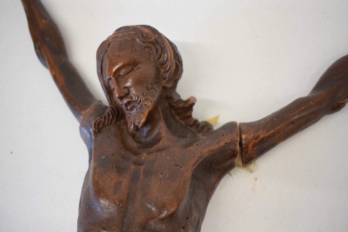Christ In Carved Wood XVII 17th Religion Christianity 54 Cm Carved Wood Ref250-photo-1