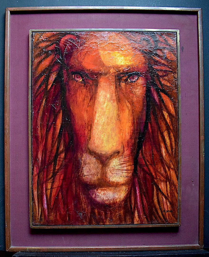 René Cazassus Lion Head Animal Art Art Déco XX Rt431