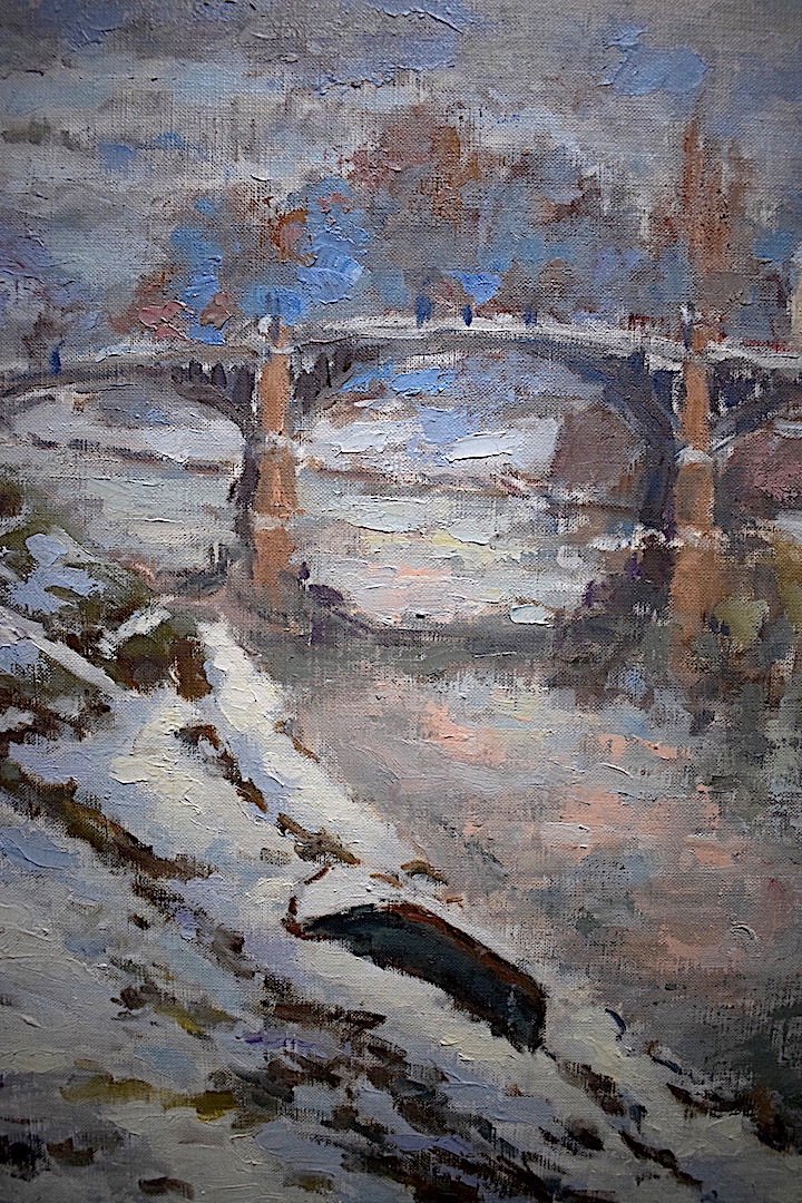 Arnaud Philippe Pont  Marne, La Fert&eacute; sous jouarre Paysage de Neige Impressionniste XX RT438-photo-2