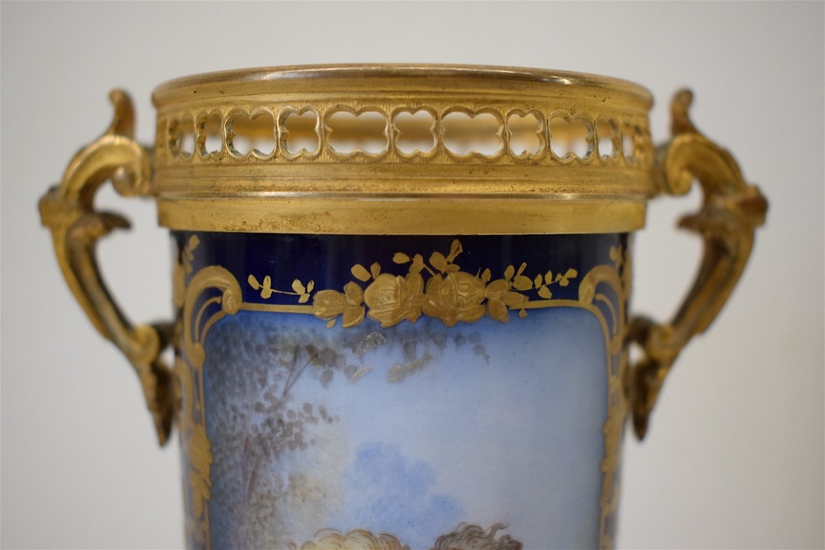 Vase en Porcelaine et Bronze &eacute;poque XIX &egrave;me Style S&egrave;vres D&eacute;cor Romantique  Sign&eacute; POITEVIN Ref268-photo-7