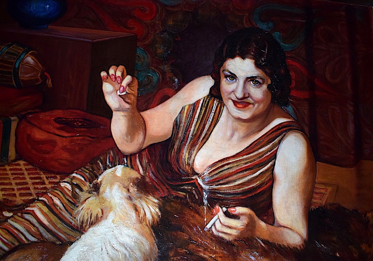 Orientalist Morocco Algeria Gender Scene Woman And Her Dog XX Rt441 *-photo-2