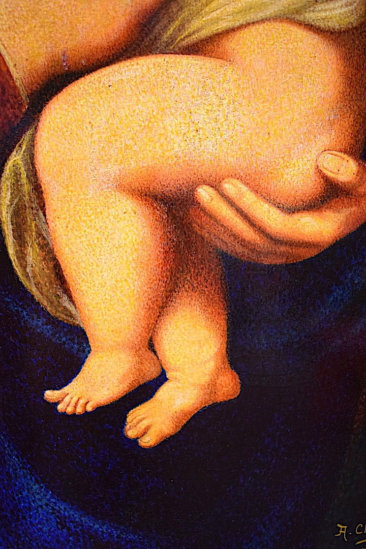 Chabaud Vierge à l'Enfant d'après Raphael Postimpressionniste Pointilliste XX RT442 *-photo-5
