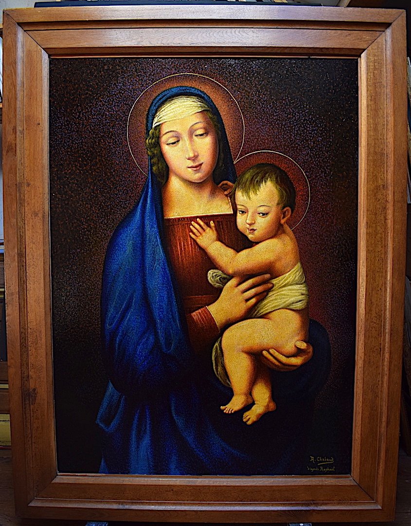 Chabaud Vierge à l'Enfant d'après Raphael Postimpressionniste Pointilliste XX RT442 *-photo-8