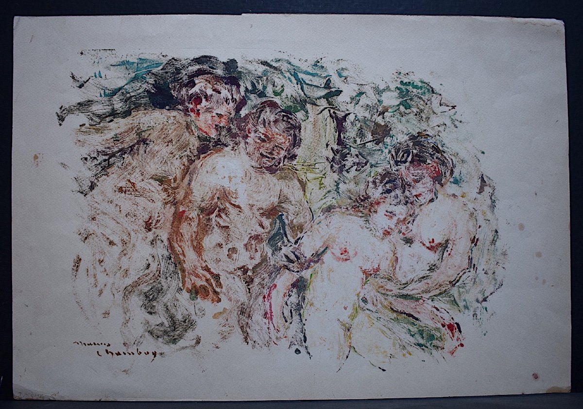 Marius Chambon Monotype Faunes et Nymphes  Nu XX RT443