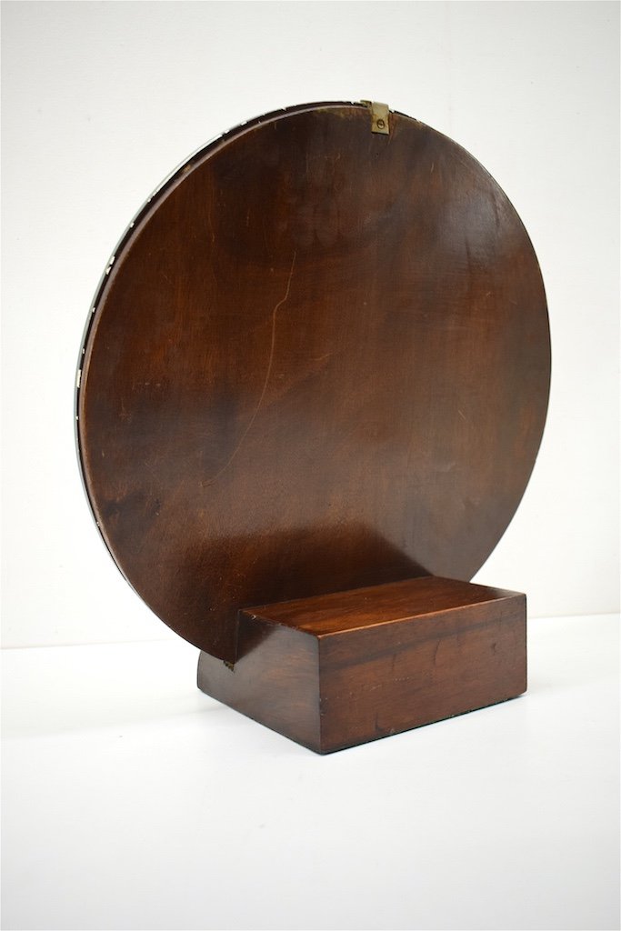 Miroir Rond  de table Moderniste Art D&eacute;co en Bois 1925 1930 Psych&eacute; XX &egrave;me REF274-photo-3