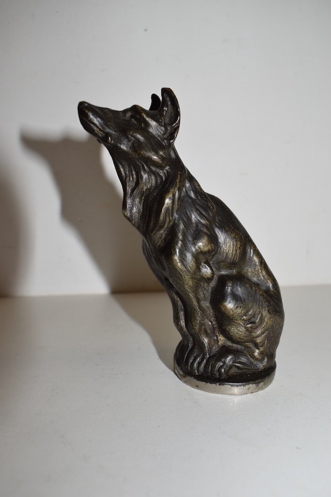Mascotte Automobile Animalière Loup Metal  1920 1930 Signé XX ème Ref282-photo-2