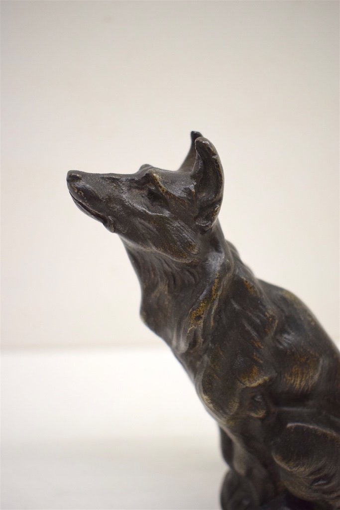Mascotte Automobile Animalière Loup Metal  1920 1930 Signé XX ème Ref282-photo-2