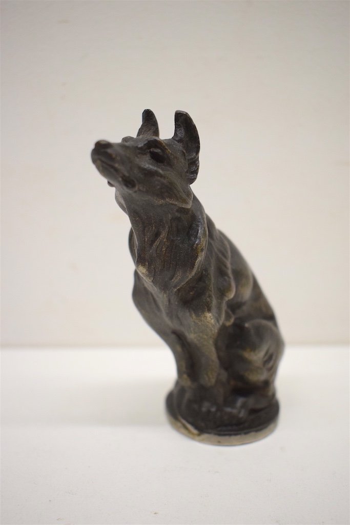 Mascotte Automobile Animalière Loup Metal  1920 1930 Signé XX ème Ref282-photo-3