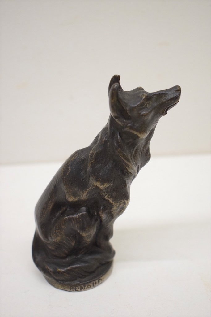 Mascotte Automobile Animalière Loup Metal  1920 1930 Signé XX ème Ref282-photo-4