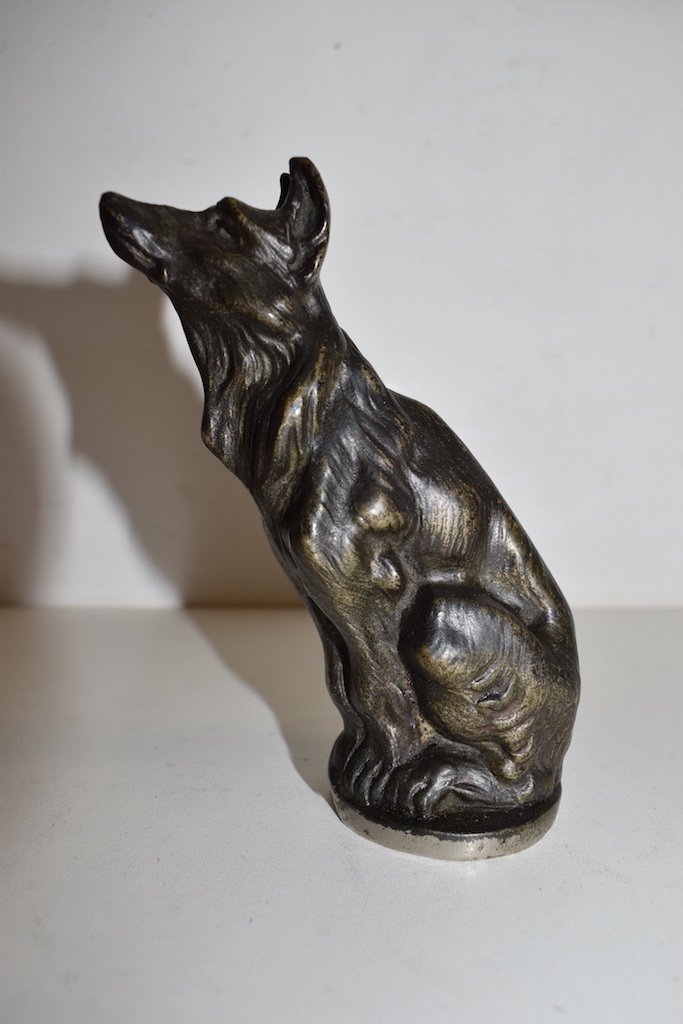 Mascotte Automobile Animalière Loup Metal  1920 1930 Signé XX ème Ref282-photo-6