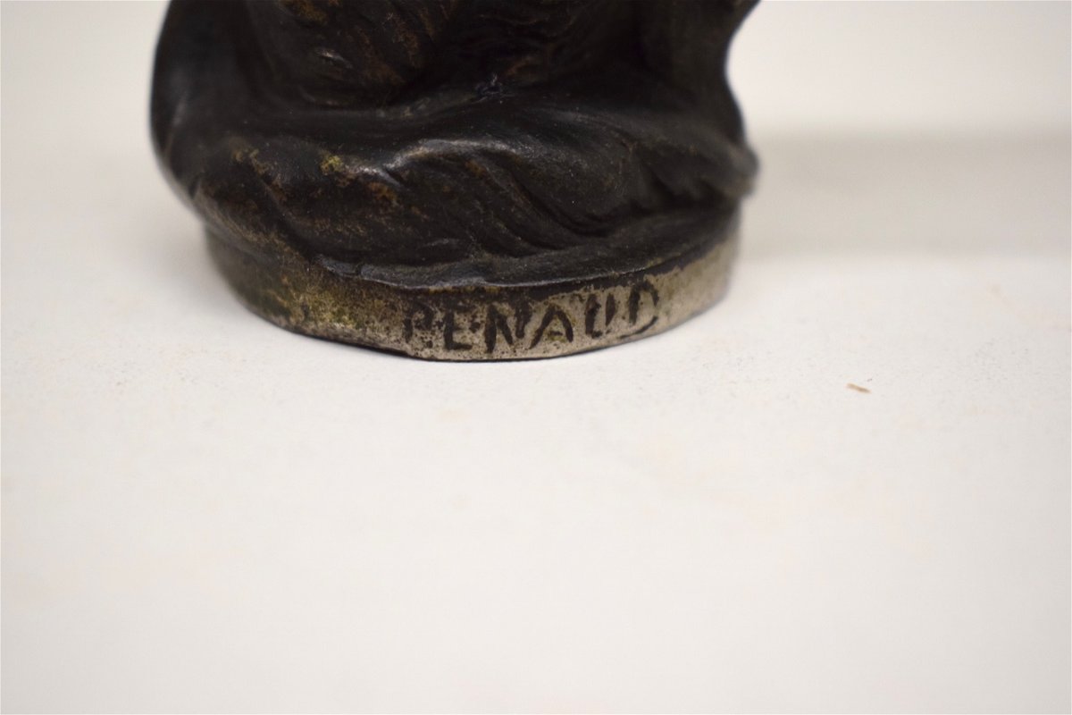 Mascotte Automobile Animalière Loup Metal  1920 1930 Signé XX ème Ref282-photo-8