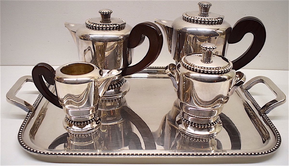 Coffee And Tea Service Art Deco Silver Metal XX Th Ref286