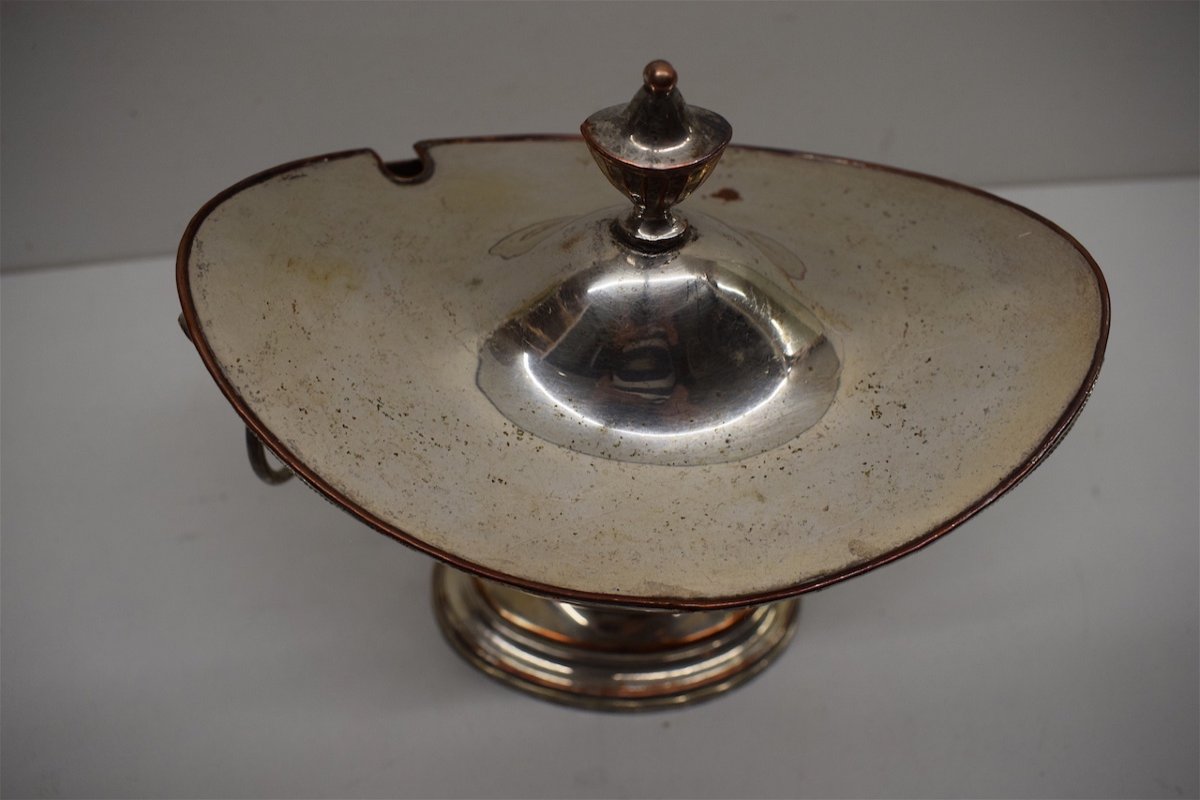 Sauceboat Covered On Pedestal XVIII Silver On Copper Tableware Ref288-photo-2