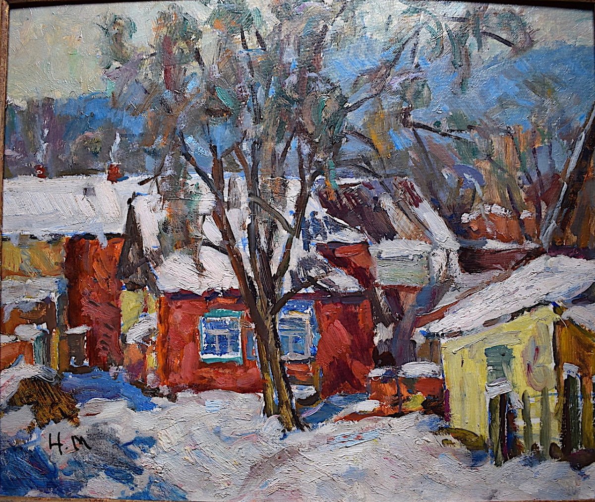 Nikolay Maksimovich Melnikov Russian Monogram Hm Snow Landscape Fawn XX Rt469-photo-2