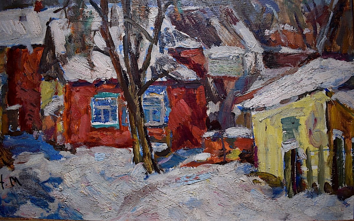 Nikolay Maksimovich Melnikov Russian Monogram Hm Snow Landscape Fawn XX Rt469-photo-2