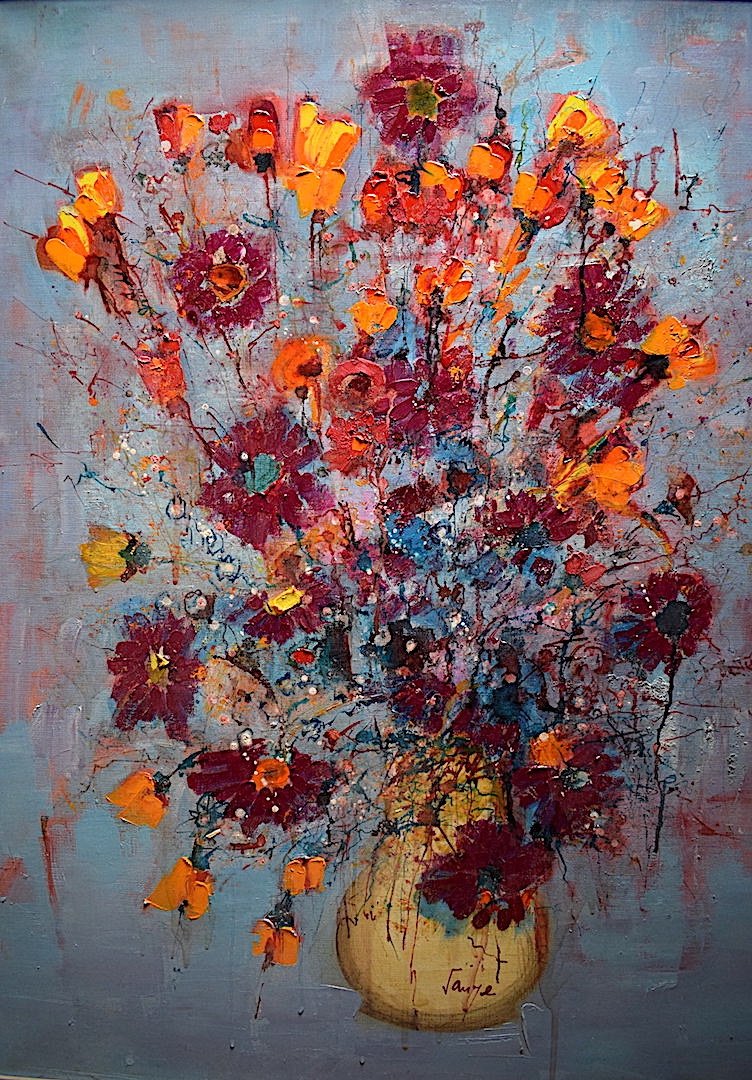 Jacques SAUZE Bouquet de Fleurs aux Pervenches Nature Morte XX RT479 *-photo-2