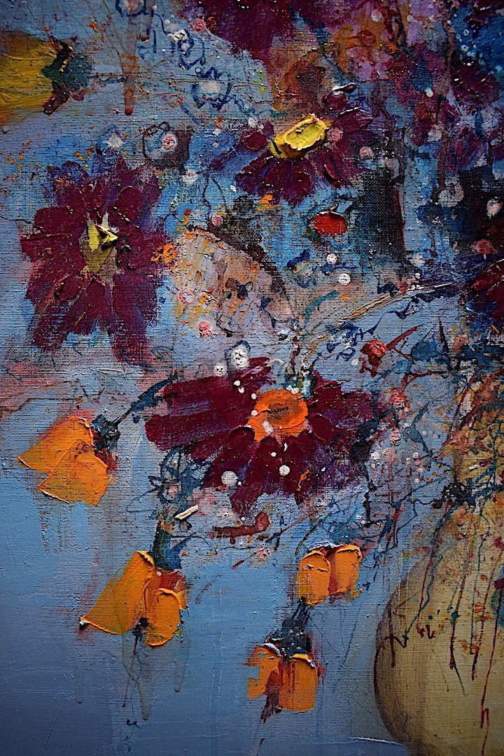 Jacques SAUZE Bouquet de Fleurs aux Pervenches Nature Morte XX RT479 *-photo-1
