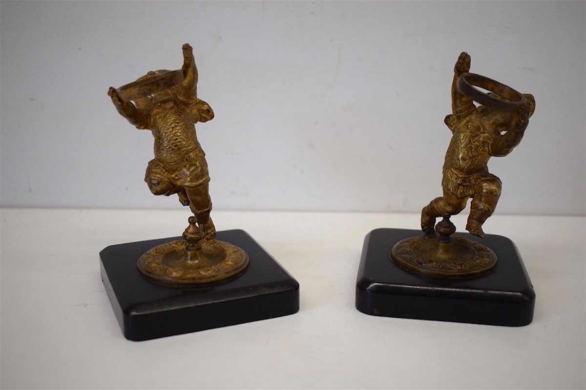 Bronze Pair Cherubs Center Table Holder Bouquet Or Pique Flowers XIX Ref300-photo-4