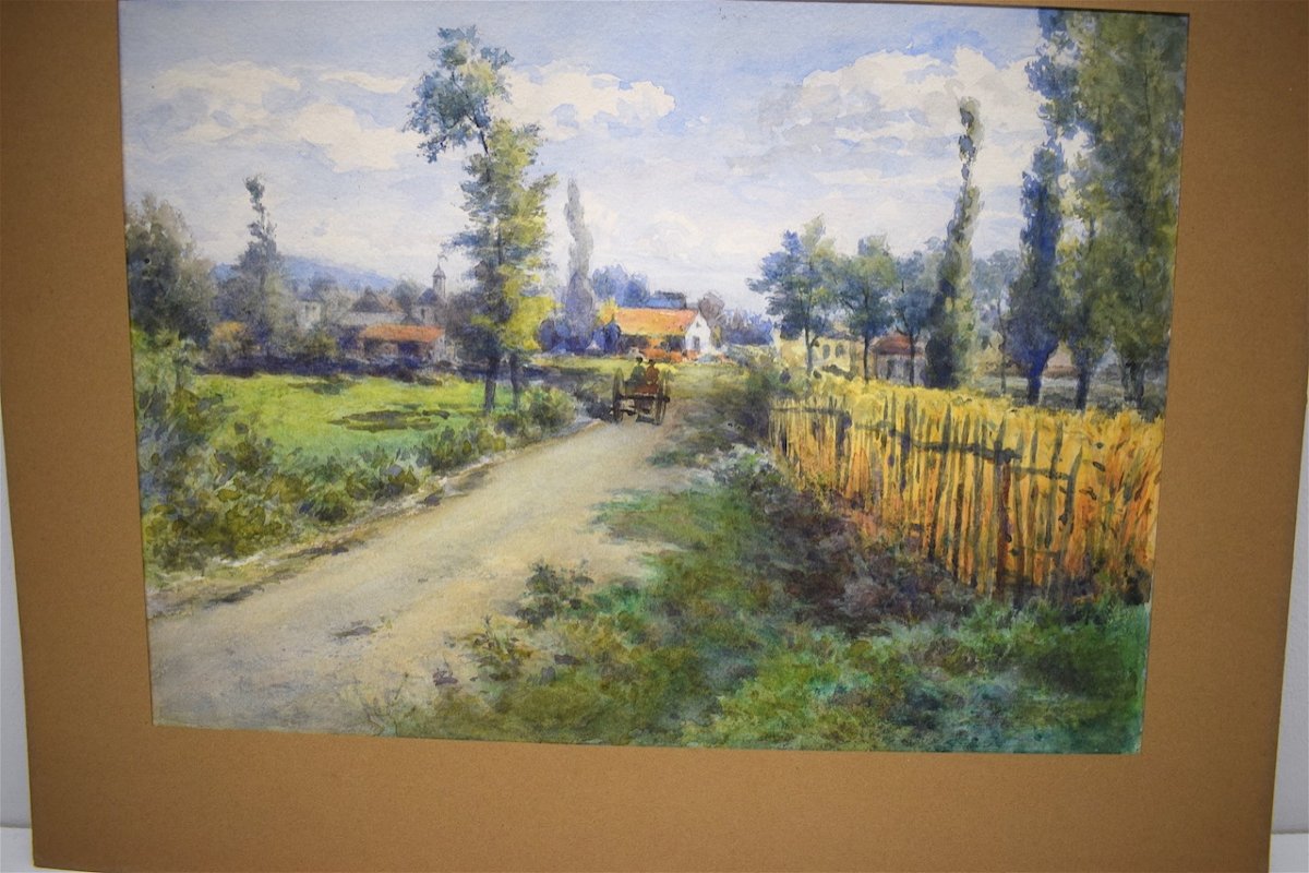 French School Aquarelle Village Of Bougogne 1903 Ref305-photo-5