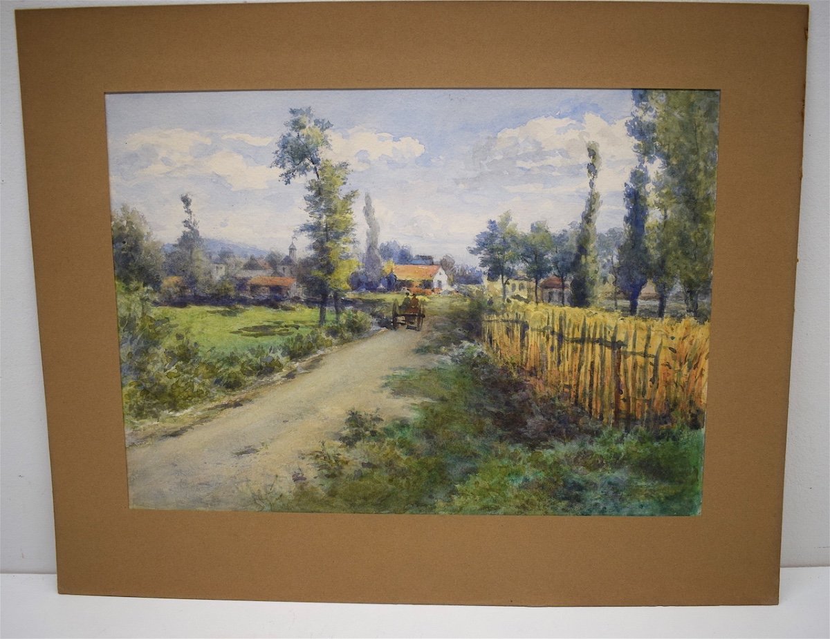 French School Aquarelle Village Of Bougogne 1903 Ref305