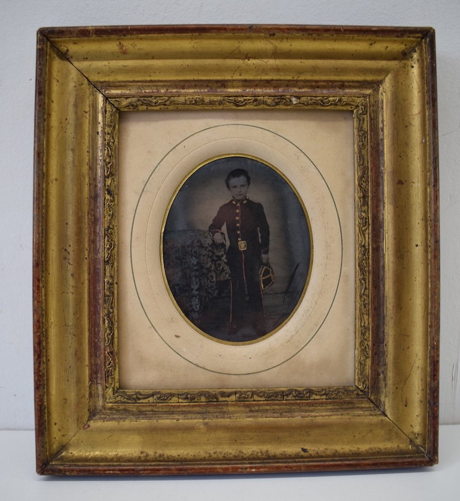 Daguerréotype Enfant En Uniforme De Militaire  France Vers1850 Photo Photographie  Ref311 