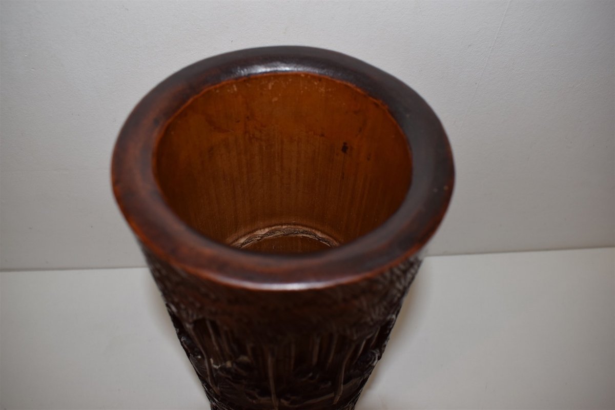Bitong Chinese Carved Bamboo Brush Pot Signed Wood Carver China XIX Ref312-photo-7