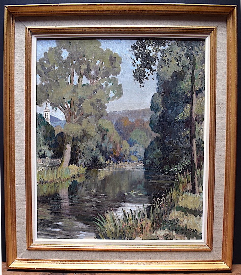 H R Turbeaux Paysage  Post Impressionniste Riviere Signé   XX RT500