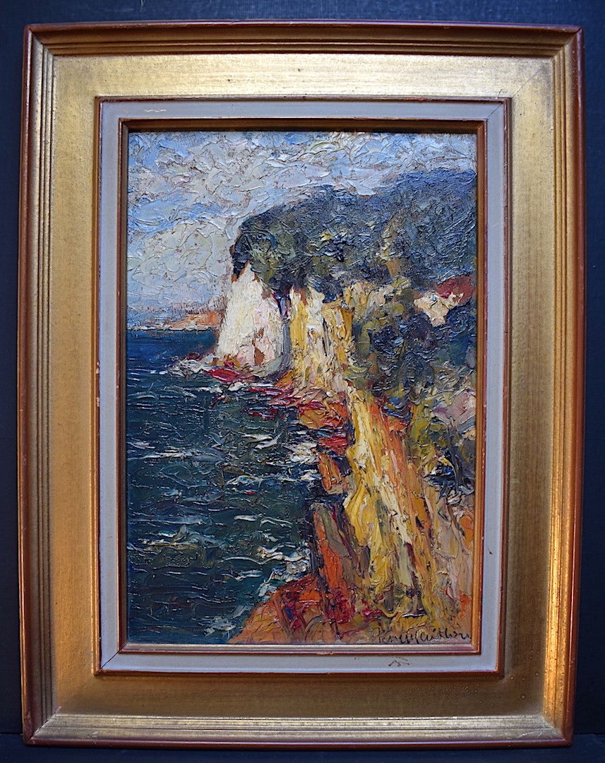 Marine Falaises Normandie Etretat Brittany Côte Rocheuse Fauve Signed To Identify XX Rt504-photo-4