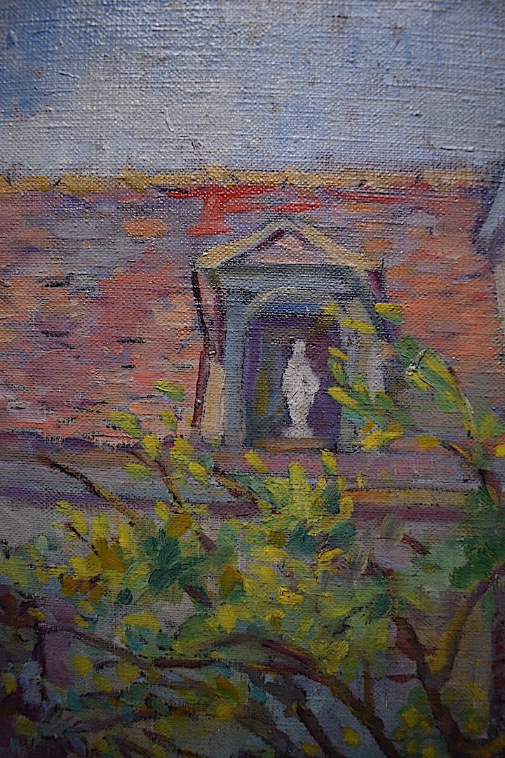 *  French House And Garden Post Impressionist Signed To Identify Rt509-photo-2
