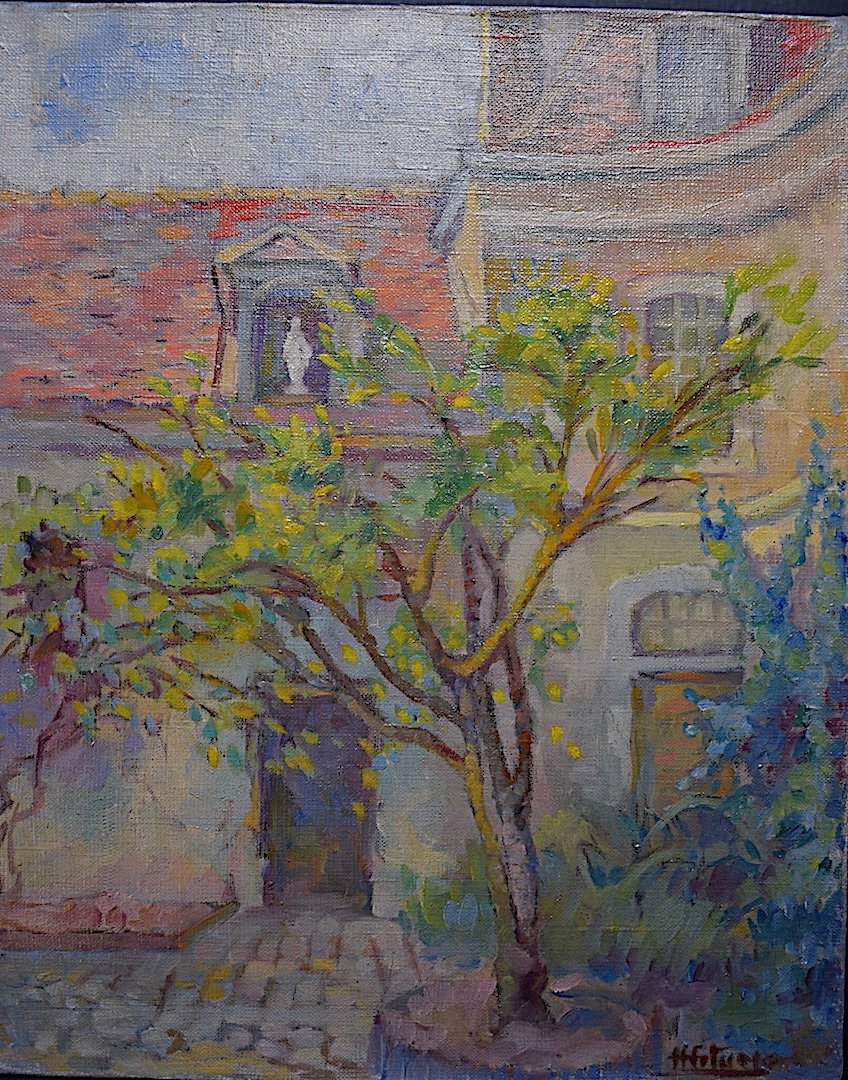 *  French House And Garden Post Impressionist Signed To Identify Rt509-photo-4