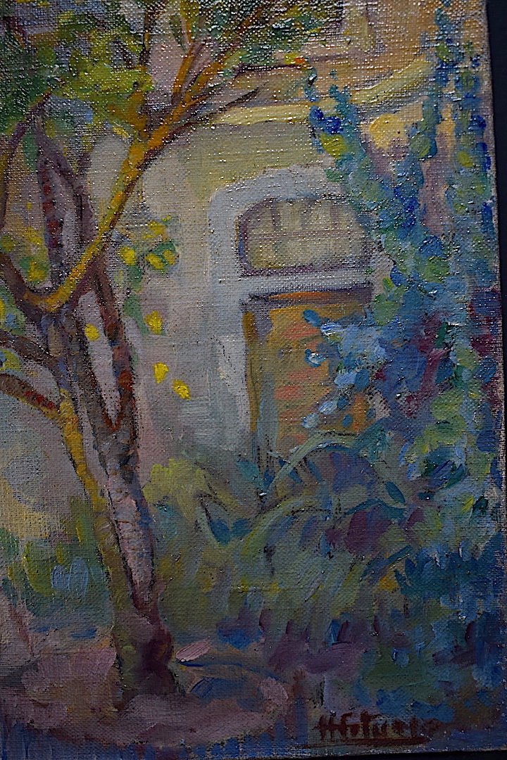 *  French House And Garden Post Impressionist Signed To Identify Rt509-photo-1