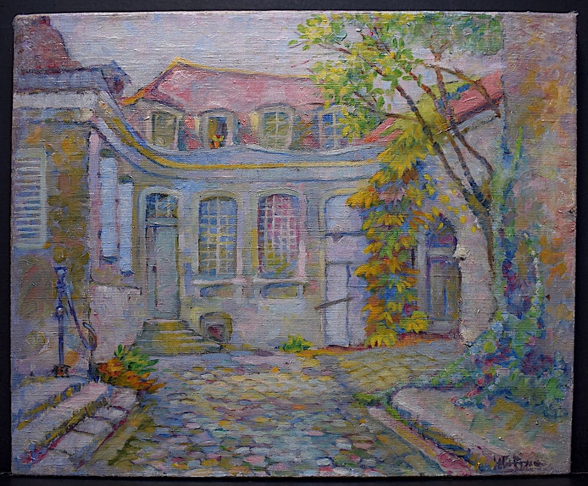* Mansion Garden Landscape Post Impressionist Signed To Identify XX Rt510-photo-3