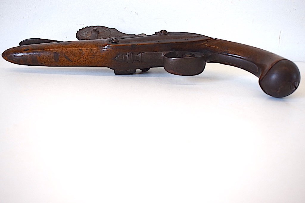 * Curiosité Pistolet Testeur Doseur de Poudre  Platine à Silex XVIII ème Ref 344-photo-3