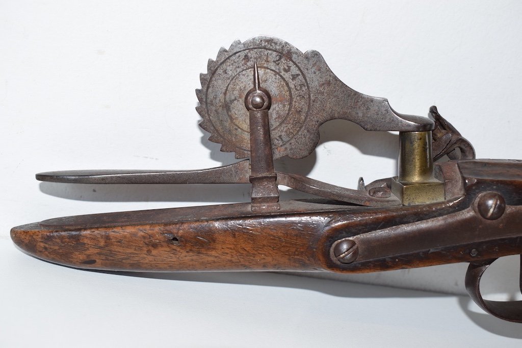 * Curiosité Pistolet Testeur Doseur de Poudre  Platine à Silex XVIII ème Ref 344-photo-5