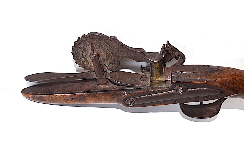 * Curiosité Pistolet Testeur Doseur de Poudre  Platine à Silex XVIII ème Ref 344-photo-6