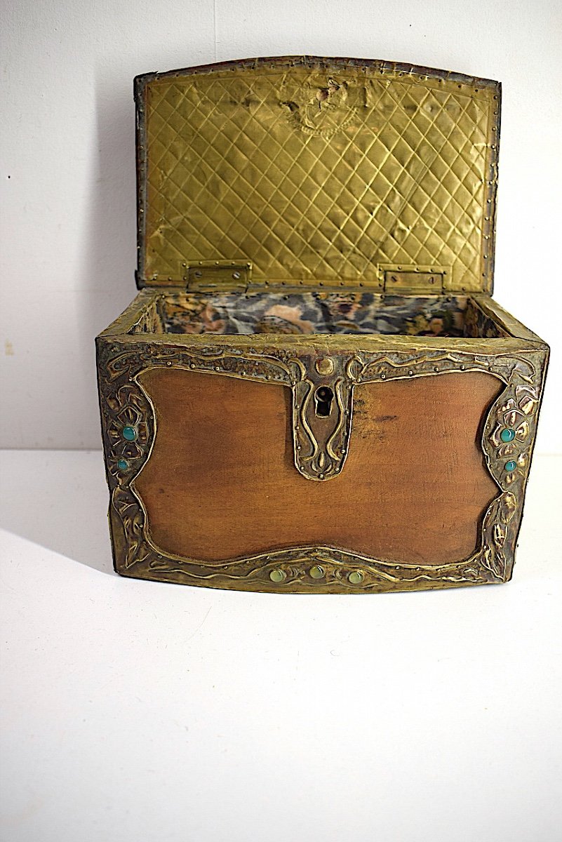 Sign&eacute; HUMBERT 1909  Boite  Coffret Art Nouveau en Dinanderie de Laiton  Style A DAGUET Ref355-photo-7