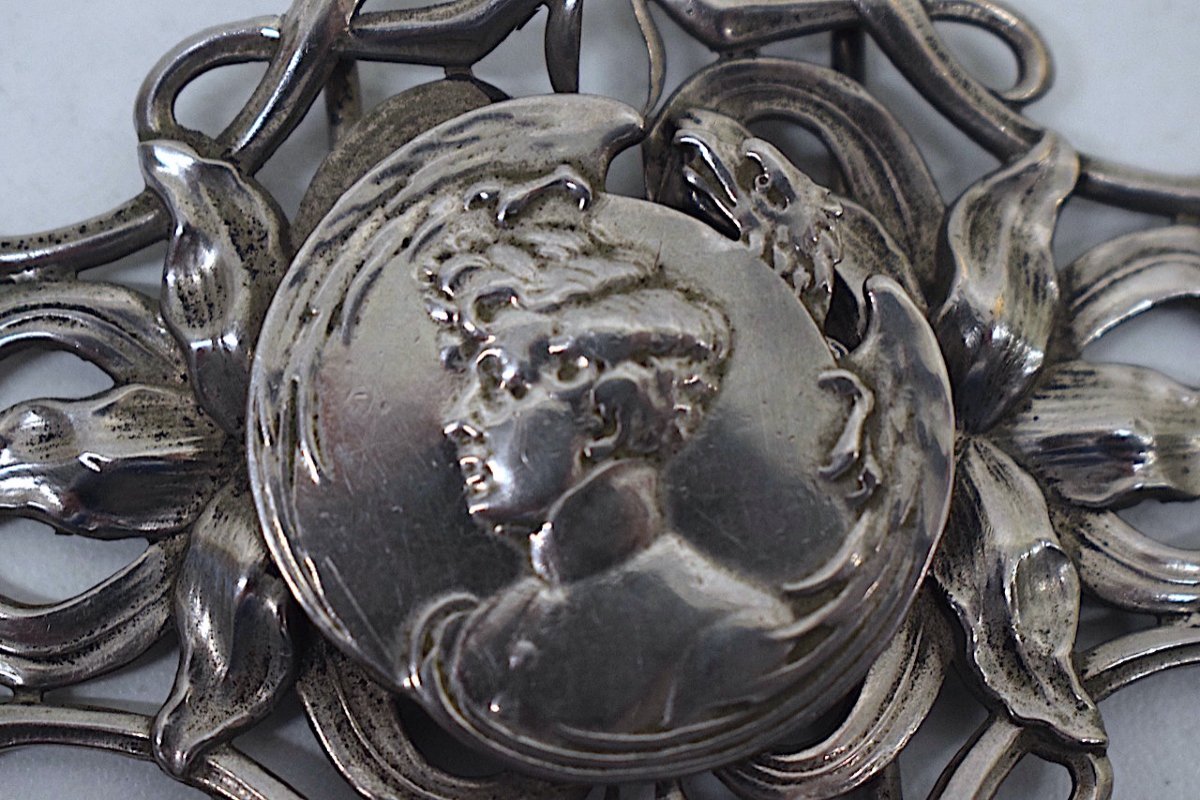 Boucle de ceinture Art Nouveau portrait roi de Rome dit l'aiglon  m&eacute;tal argent&eacute; Napoleon Ref355-photo-1