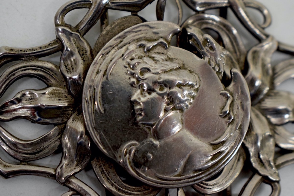 Boucle de ceinture Art Nouveau portrait roi de Rome dit l'aiglon  m&eacute;tal argent&eacute; Napoleon Ref355-photo-3