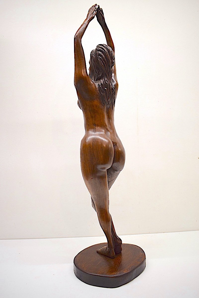 Statue Sculpture d'Atelier En Bois Sculpté Femme âge Mûr Nue Vers 1900 1930  Ref357-photo-2