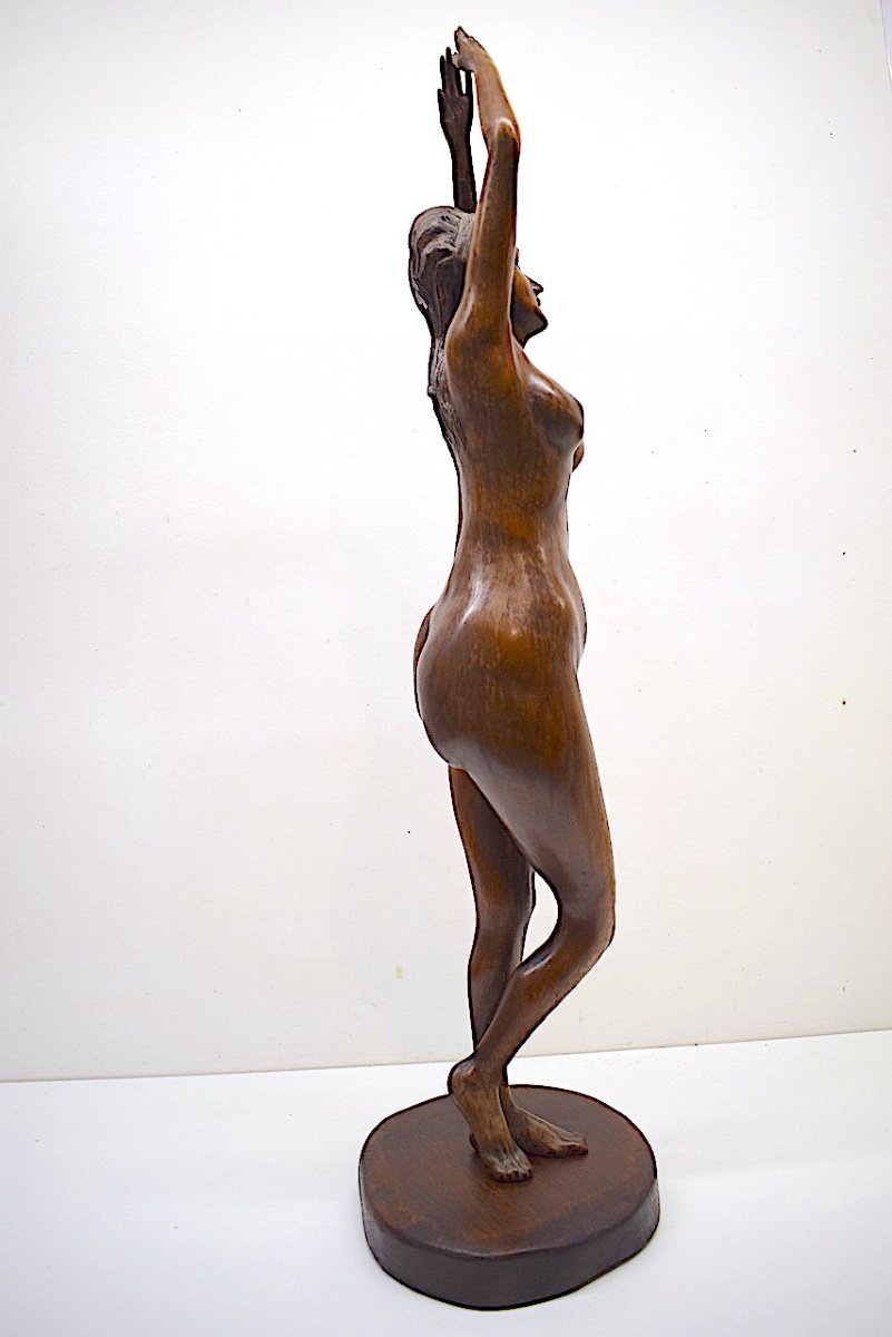 Statue Sculpture d'Atelier En Bois Sculpté Femme âge Mûr Nue Vers 1900 1930  Ref357-photo-4