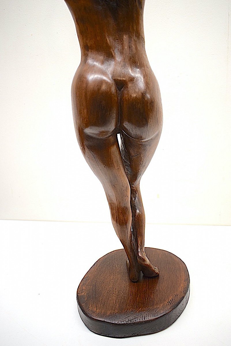 Statue Sculpture d'Atelier En Bois Sculpté Femme âge Mûr Nue Vers 1900 1930  Ref357-photo-1