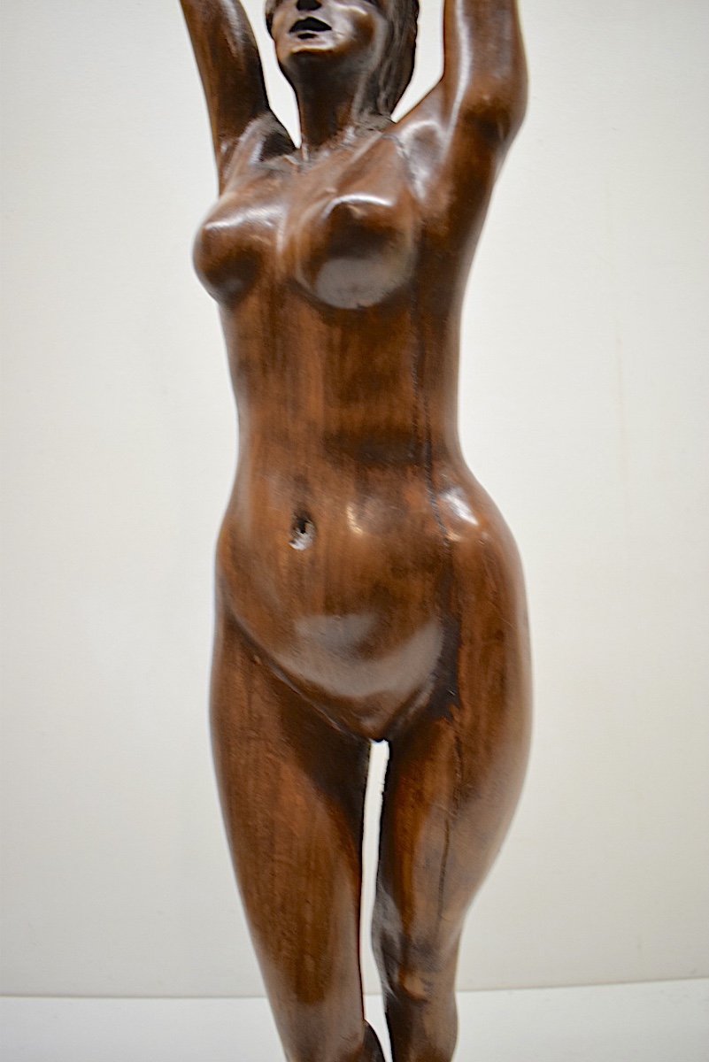 Statue Sculpture d'Atelier En Bois Sculpté Femme âge Mûr Nue Vers 1900 1930  Ref357-photo-3
