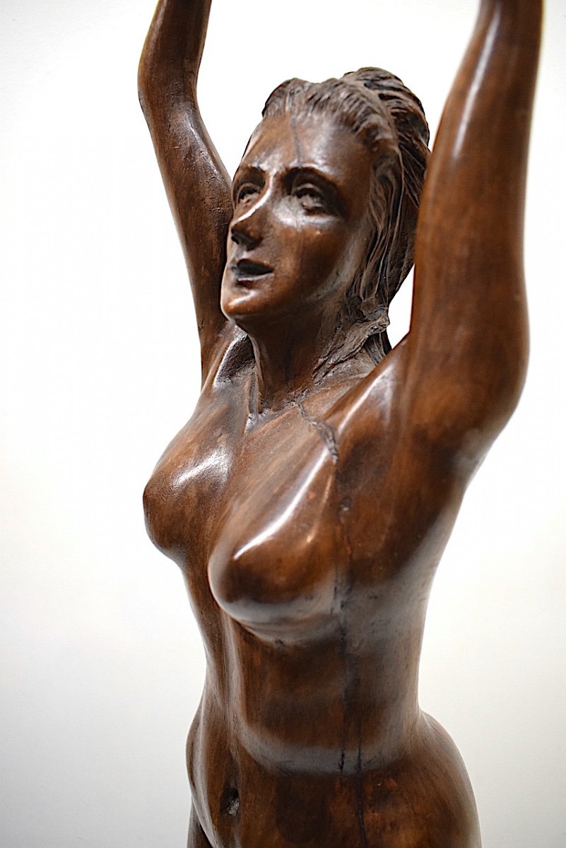 Statue Sculpture d'Atelier En Bois Sculpté Femme âge Mûr Nue Vers 1900 1930  Ref357-photo-4