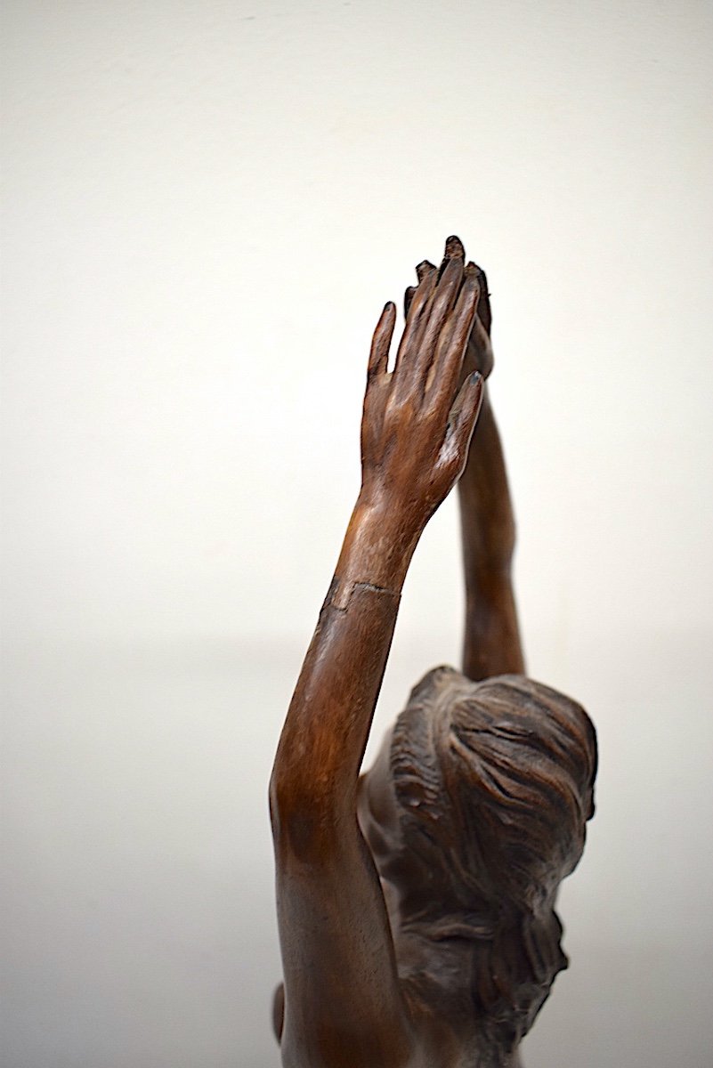 Statue Sculpture d'Atelier En Bois Sculpté Femme âge Mûr Nue Vers 1900 1930  Ref357-photo-5