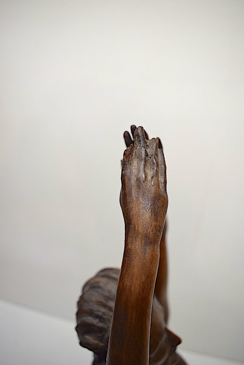 Statue Sculpture d'Atelier En Bois Sculpté Femme âge Mûr Nue Vers 1900 1930  Ref357-photo-6