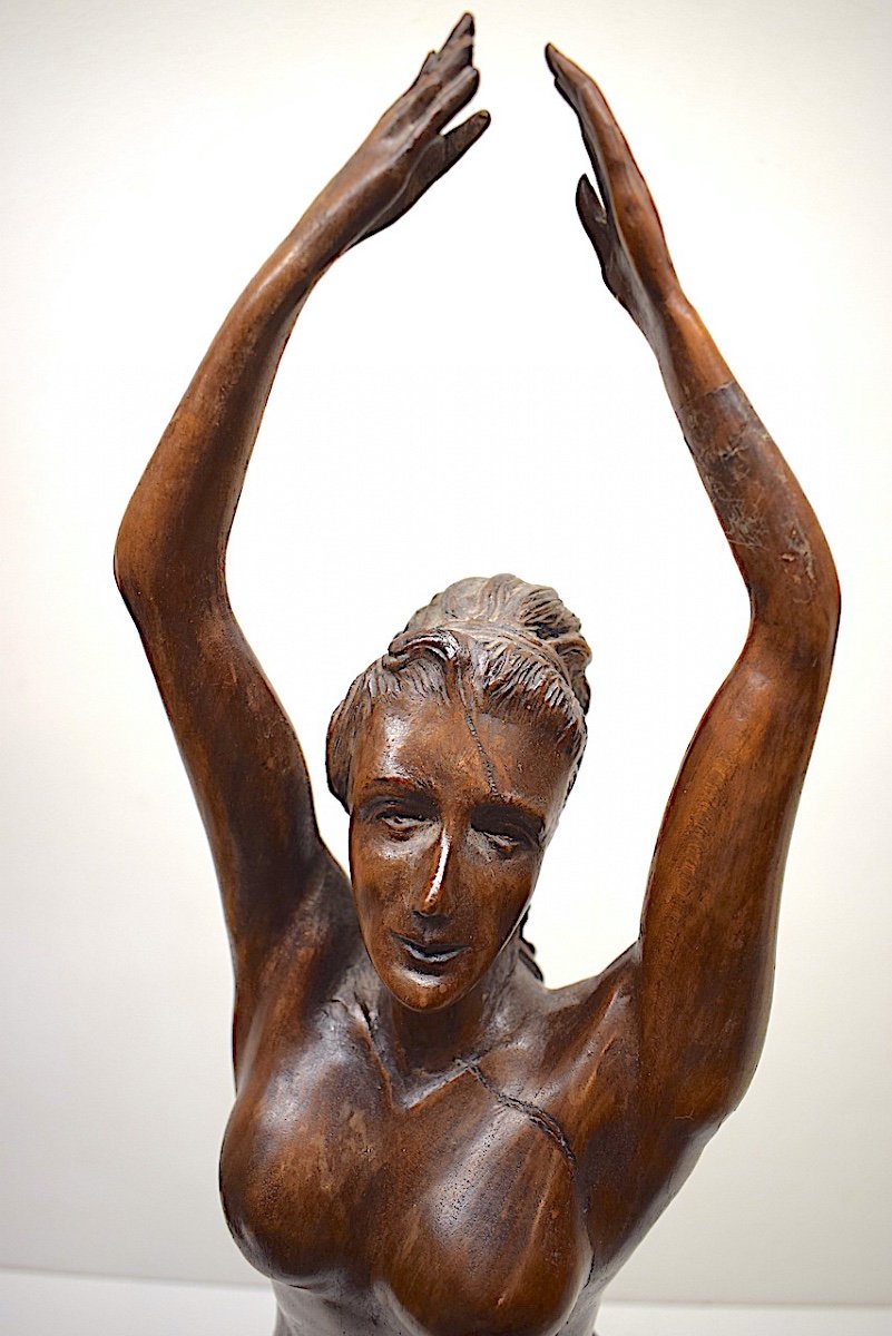 Statue Sculpture d'Atelier En Bois Sculpté Femme âge Mûr Nue Vers 1900 1930  Ref357-photo-7